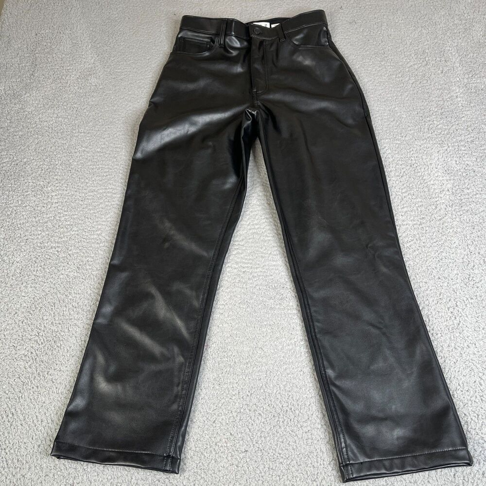ABERCROMBIE & FITCH Pants 28/6S Black Vegan Leather 90s Straight Ultra High Rise